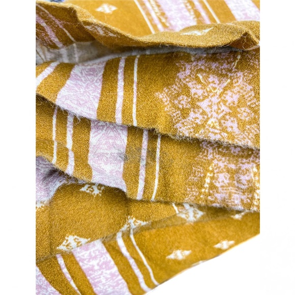 Free People Boho Printed Striped Wide Leg Belted Pants, Gold - Size 6 - Picture 8 of 8